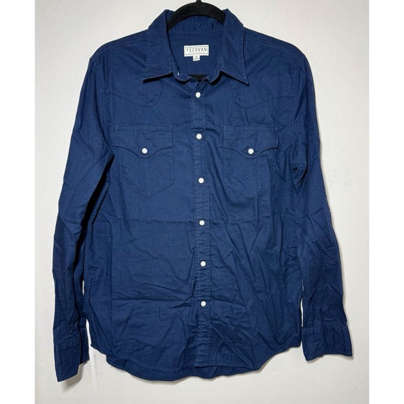 Tecovas Other - Tecovas Pearl Snap Western Shirt Mens Medium Navy Blue Long Sleeve 100% Cotton